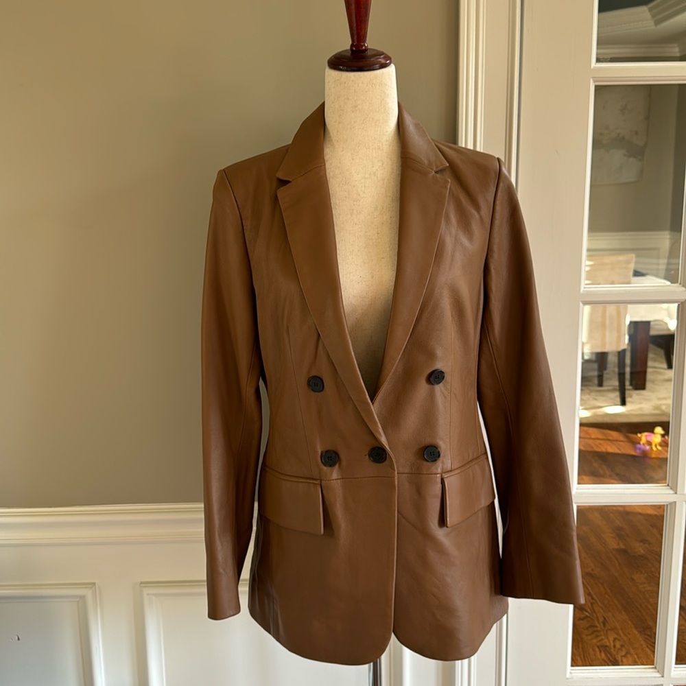FRAME 70s Blazer - Leather Jacket size 6 Latte